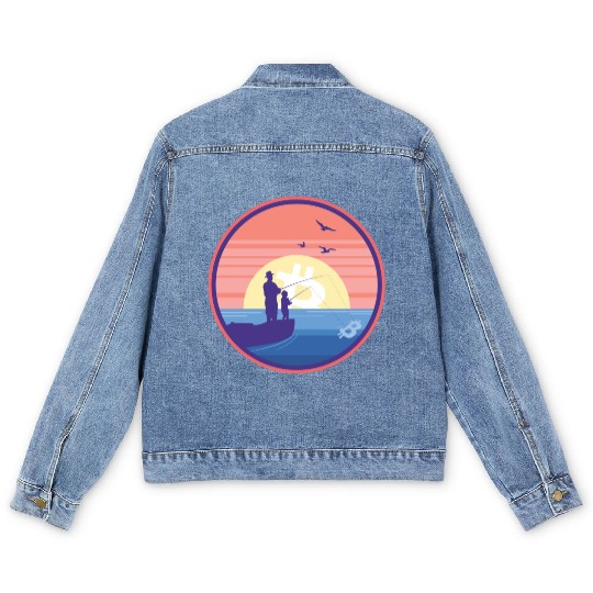 Funny Bitcoin Crypto Blockchain Btc Fun Lovers Men's Denim Jackets