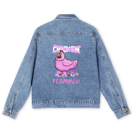 Huhn As Flamingo Cartoon Men's Denim Jackets
