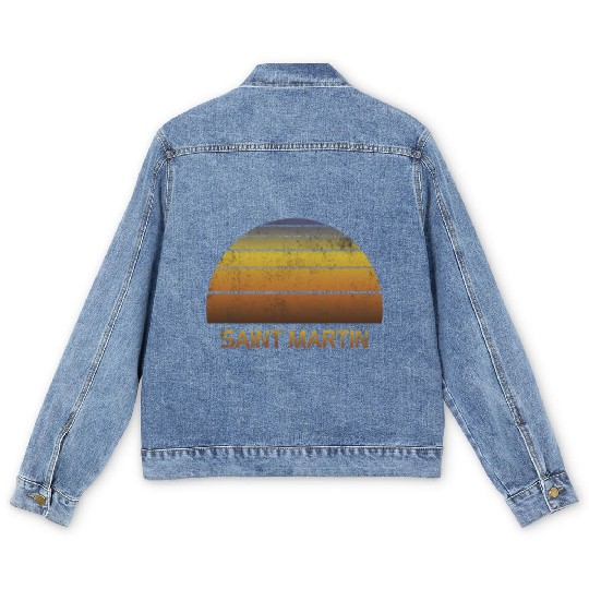 Vintage Sunset Family Vacation Souvenir Saint Men's Denim Jackets