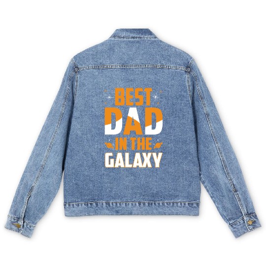 BEST DAD IN THE GALAXY Gift for Daddy Men's Denim Jackets