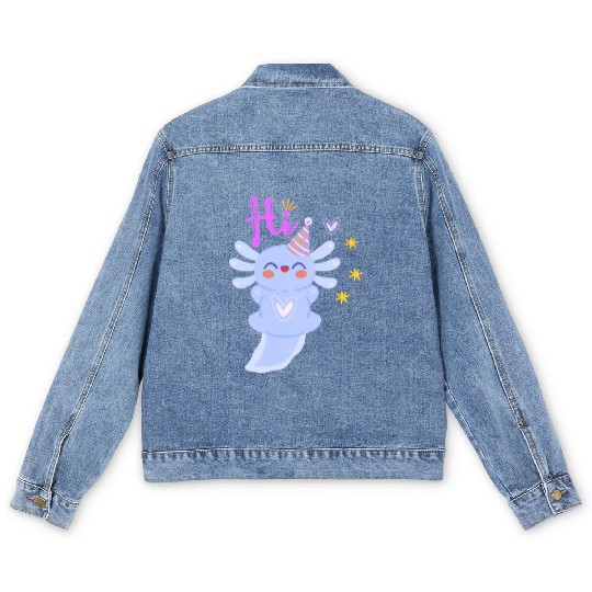 Baby Axolotl Art - 7 Men's Denim Jackets