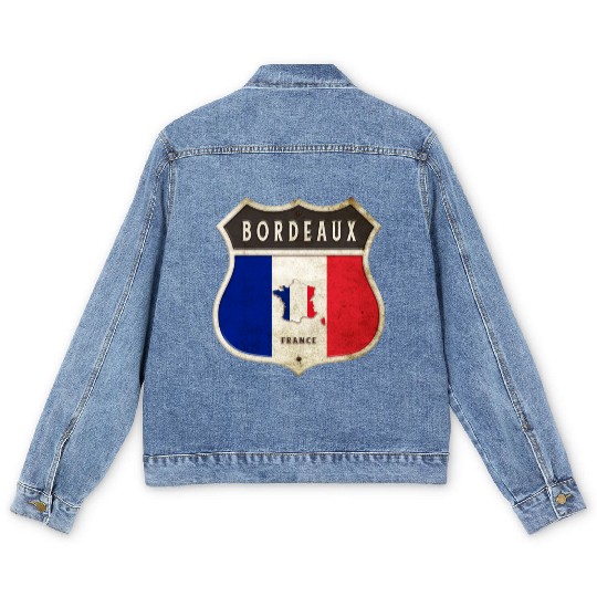 Bordeaux France coat of arms flags design Men's Denim Jackets