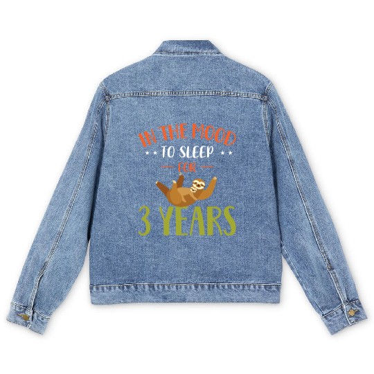 Sloth Sloths, Sleeping, Three, Years Men's Denim Jackets