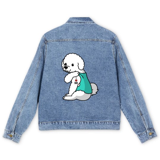 I Love Dad Bichon Frise Men's Denim Jackets