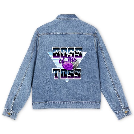 Disc Golf Boss Toss Funny Frisbee Vintage Men's Denim Jackets
