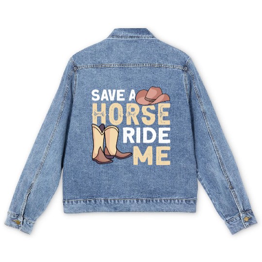 Horse Ride Cowboy Men's Denim Jackets