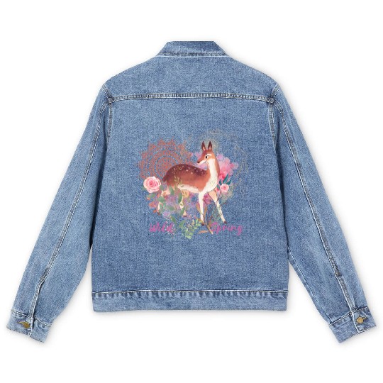 Sweet Deer In Wild Spring - 7 Men's Denim Jackets