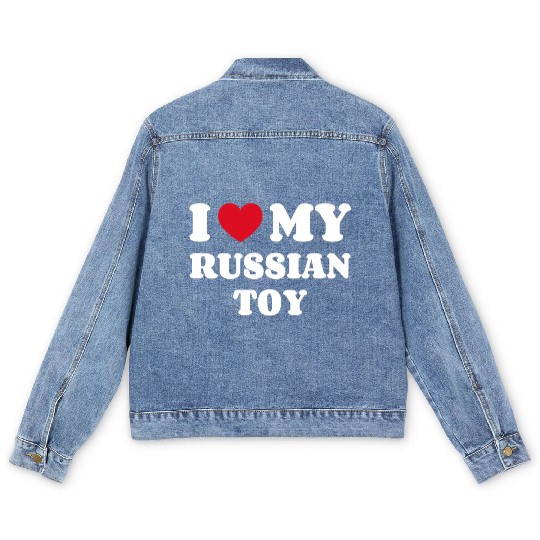 I Love My Russian Toy Men's Denim Jackets