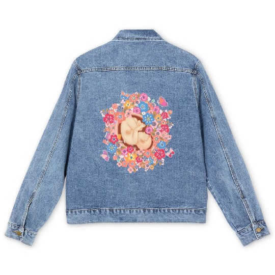 Midwife Flowers Butterfly Baby Doula Men's Denim Jackets
