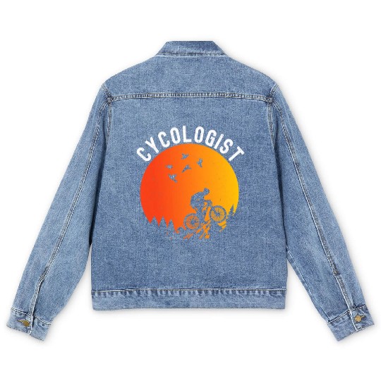 Cycologist Funny Cycling Pun Bicycle Lover Mountai Men's Denim Jackets