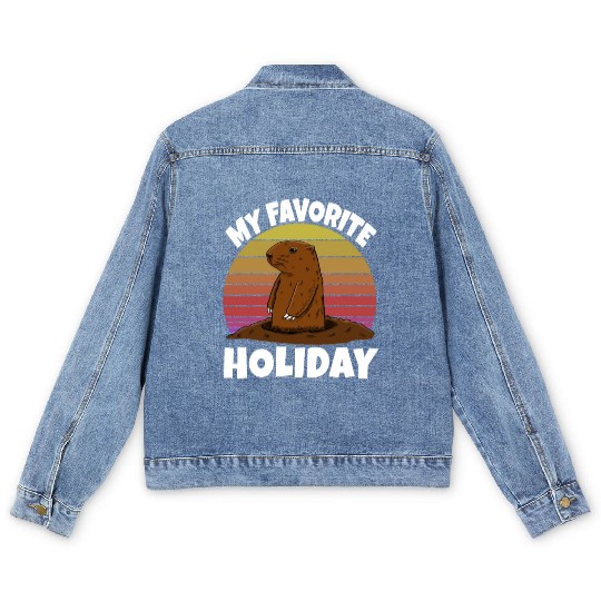 My Favourite Holiday Groundhog Men's Denim Jackets