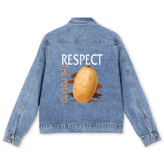 Potato Vegetable Men's Denim Jackets, Respect The Potato Men's Denim Jackets,