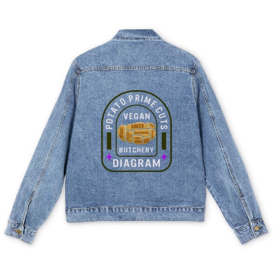 Potato Vegetable Men's Denim Jackets, Potato Prime Cuts Vegan