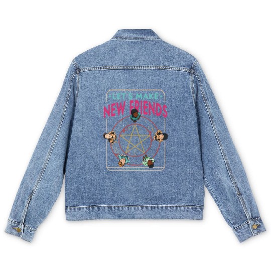 Let's Make New Friends, Retro Occult Wiccan Men's Denim Jackets