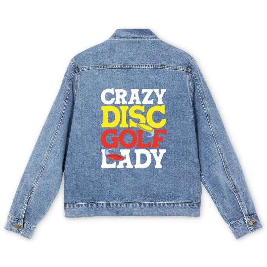 Crazy Disc Golf Lady Disc Golfer Men's Denim Jackets