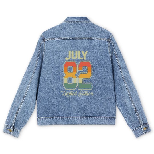 Vintage 40th Birthday July 1982 Sports Gift Men's Denim Jackets