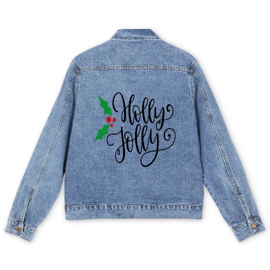 Holly Jolly Mistletoe Holiday Men's Denim Jackets