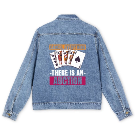 Card Game Bridge Quote for a Bridge Nerd Men's Denim Jackets