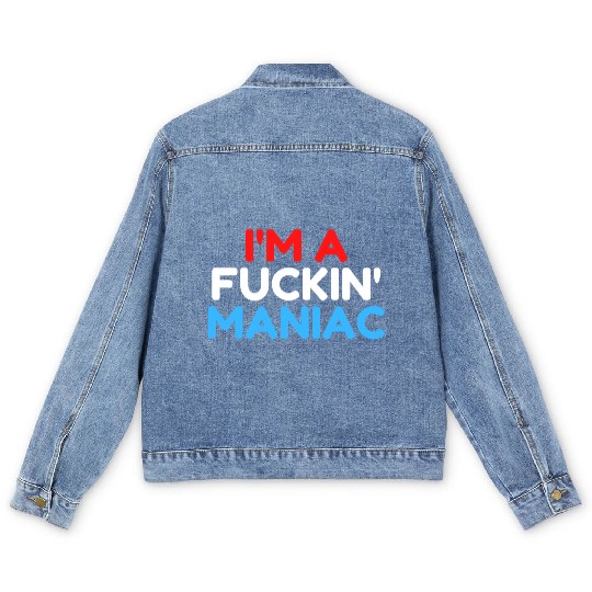 Fuckin' Maniac (Red, White and Blue version) Men's Denim Jackets