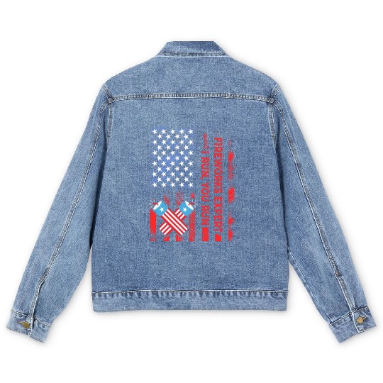 Fireworks Expert I Run You Run Funny 4th Of July Men's Denim Jackets