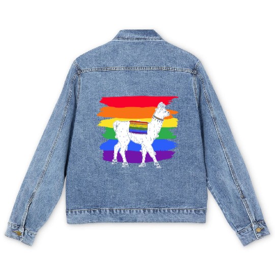 LGBTQ Llama Alpaca Women Gay Lesbian Llama Men's Denim Jackets