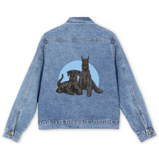 Schnauzer Dog Men's Denim Jackets