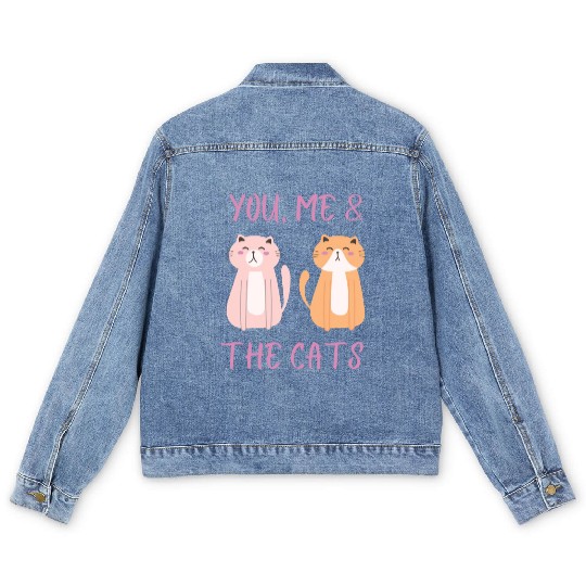 ask me about my cat funny cat Men's Denim Jackets
