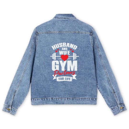 Husband And Wife Gym Partners For Life Men's Denim Jackets