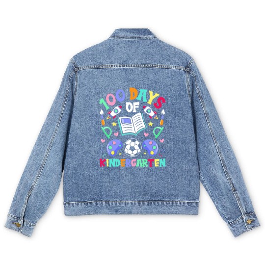 100 Days Of Kindergarten Sayings Cute Team Sweet Men's Denim Jackets
