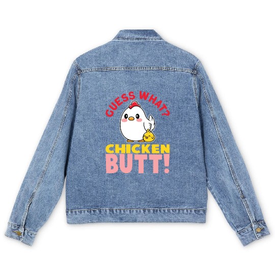 Guess What Chicken Butt Chicken Rooster Farmer Men's Denim Jackets