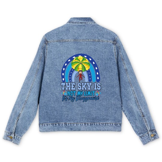 The Sky Is My Playground Skydive Funny Sarcasm Pun Men's Denim Jackets