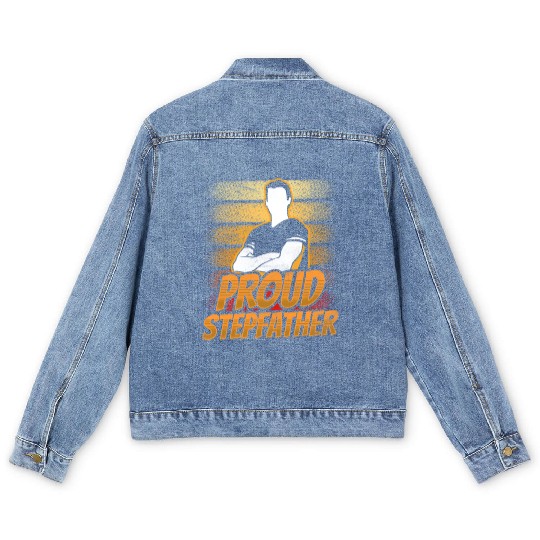 Proud Stepfather Fathers Day Step Dad Stepdad Men's Denim Jackets