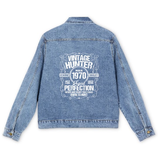 1970 Hunting for Boar Hunter Dog 1970 Year Born Men's Denim Jackets