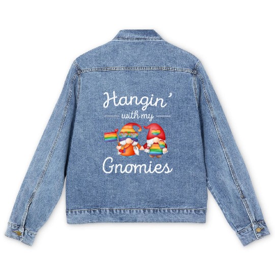 Pride Month LGBTQ Rainbow Gnome Lover Men's Denim Jackets