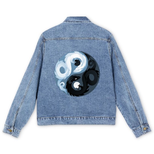 Yin and Yang dragons Men's Denim Jackets