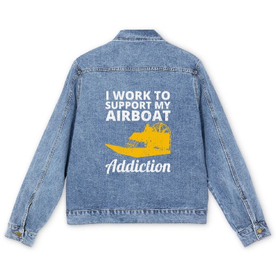 Airboat Fanboat Airboating Planeboat Swamp boat Men's Denim Jackets