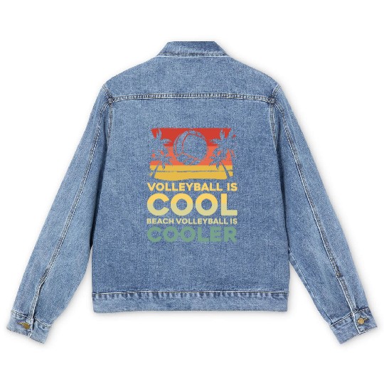 Volleyball is cool - Beach volleyball is cooler Men's Denim Jackets