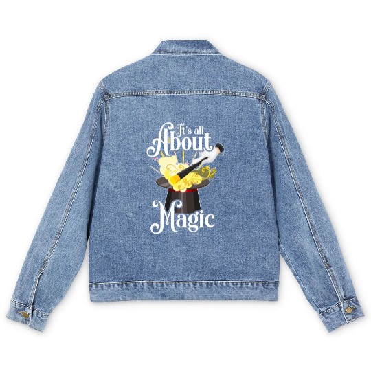 Magic Saying Magic Magic Hat Men's Denim Jackets