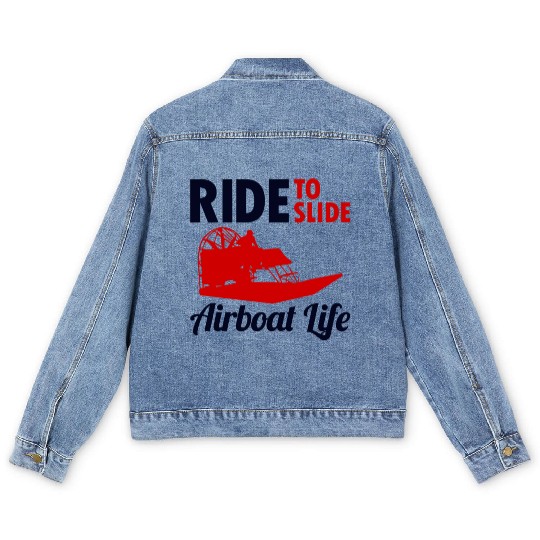 Airboat Fanboat Airboating Swamp boat Race Ride Men's Denim Jackets