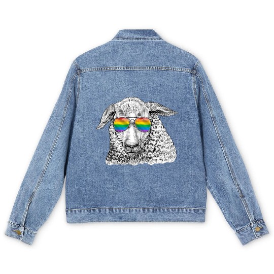 Funny Sheep LGBT Rainbow Flag Gay Pride Men's Denim Jackets