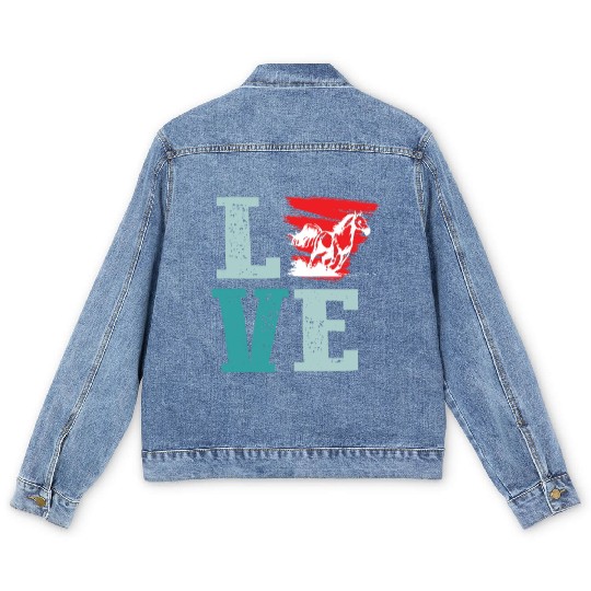 Horse Girl Horseback Riding Pony Lover Ranch Owner Men's Denim Jackets