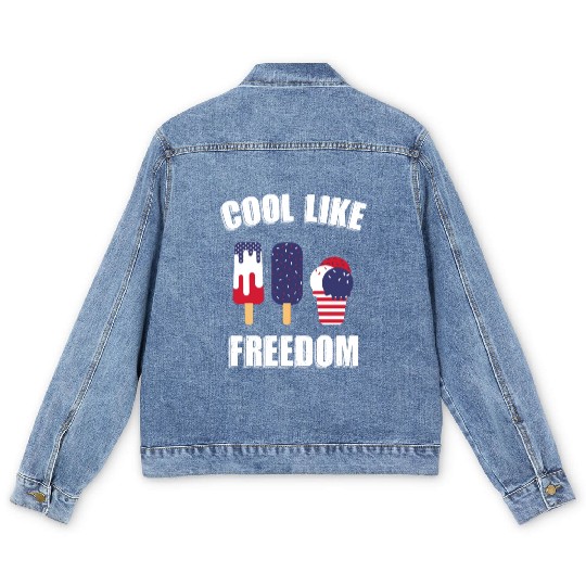 US Flag Ice Cream Patriotic Popsicles 4th of July Men's Denim Jackets