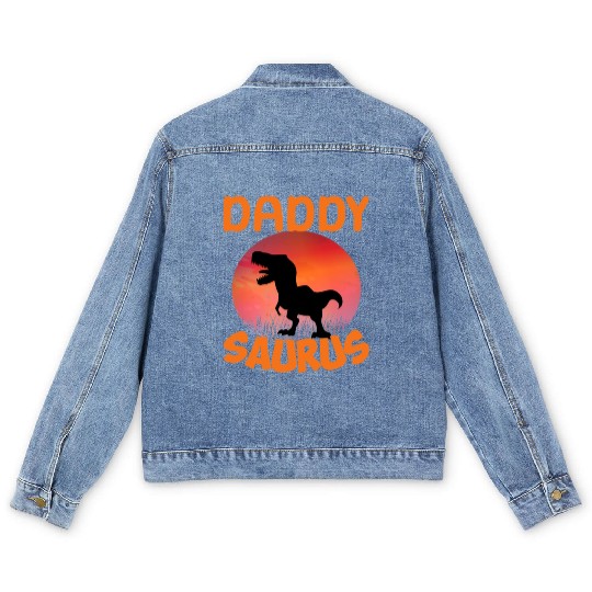Daddysaurus Papasaurus Men's Denim Jackets