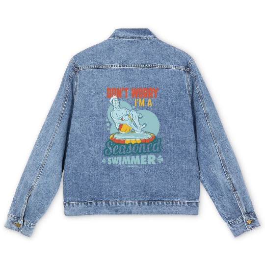 Swimming lifeguard swimming course outdoor pool gi Men's Denim Jackets