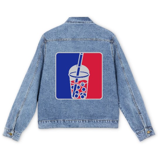 Red blue bubble tea Men's Denim Jackets