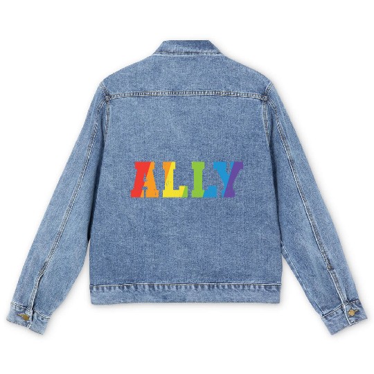Ally Rainbow Lgbt Ally Gay Pride Parades Lgbt Men's Denim Jackets