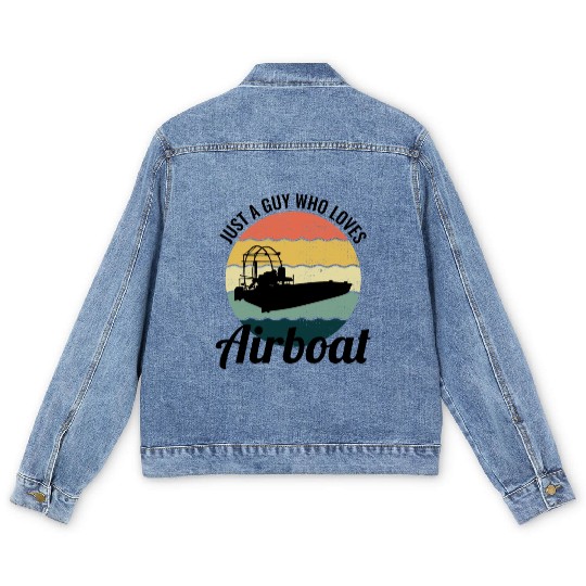 Airboat Fanboat Airboating Planeboat Swamp boat Men's Denim Jackets