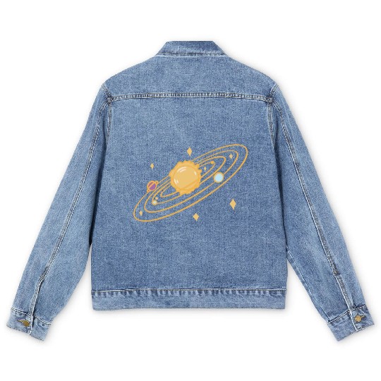 solar system with sparkles doodle Men's Denim Jackets