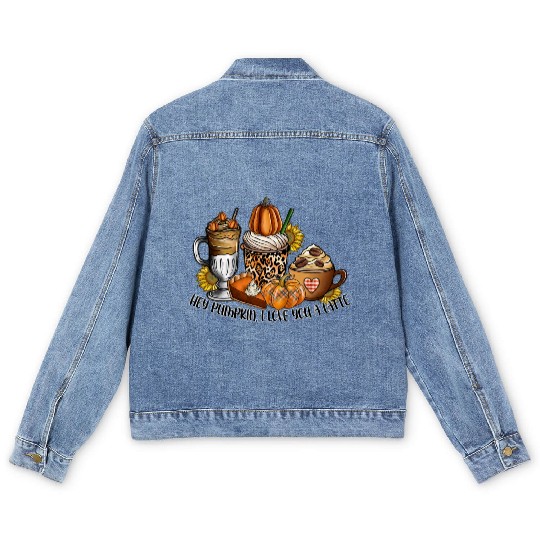 Hey Pumpkin I Love You a Latte Men's Denim Jackets
