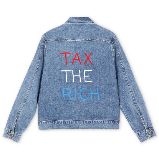 TAX THE RICH (Red, White and Blue letters) Men's Denim Jackets